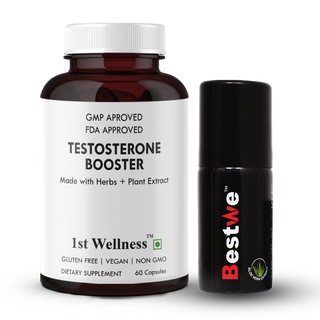 Testosterone Booster (60 Capsules) + Bestwe Delay Spray - New 1stwellness